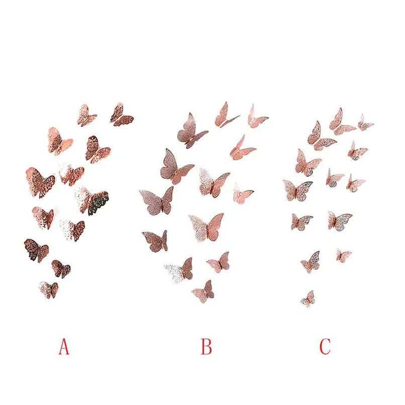 3D DIY Butterfly Silver Wall Stickers For Kids Room Mirror Decoration Home Art 12PC Sticker Muraux Pour Enfants Chambres 40JUL031