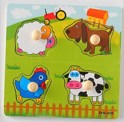 

Pudcoco Baby Intelligence Development Animal Wooden Brick Puzzle Toy Classic New Hot Animal Cognize