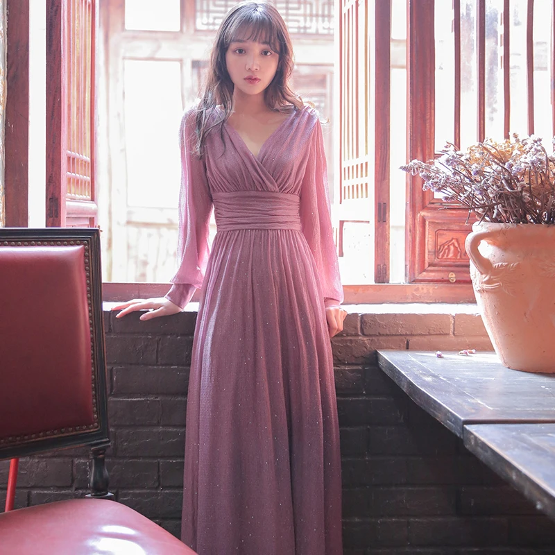 

2019 new fashion women's dresses Vintage french dress long