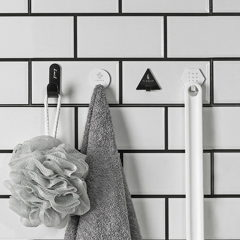 Minimalist Key Hanger Kids Wall Coat Hook Letter Rack Creative Geometric Key Holder Self-adhesive Stand Home Decoraction 4pcs (2)