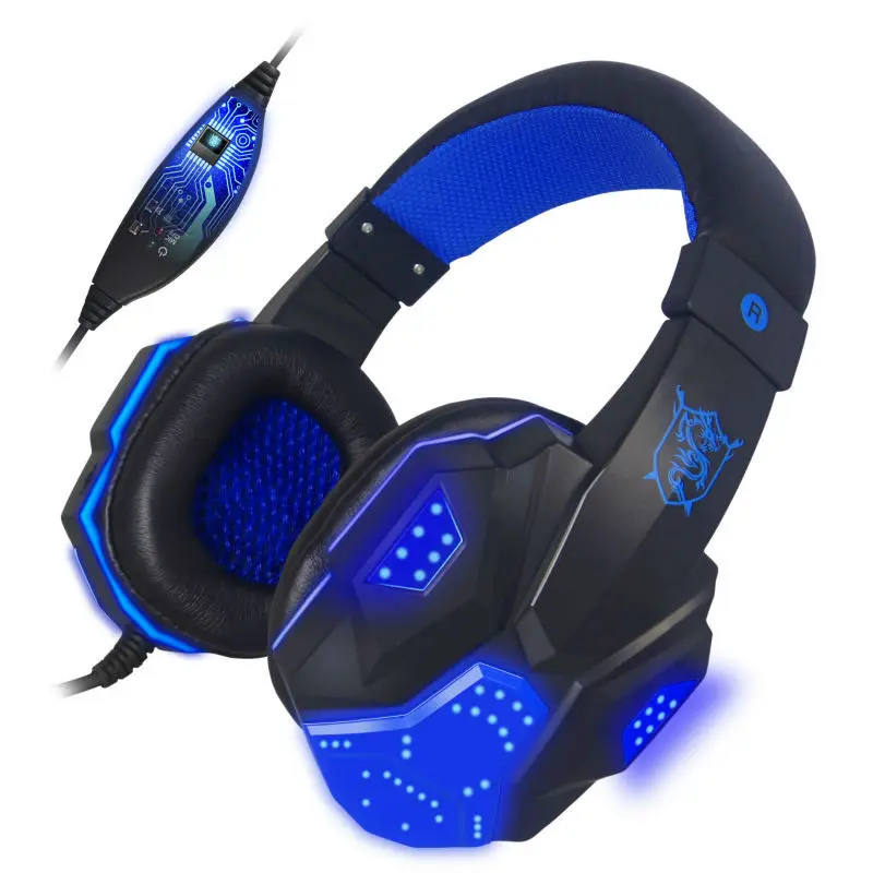 Plextone PC780 Bass Stereo Gaming Headphone Headsets Headband LED Light with Mic Noise Reduction For Computer Gamer PC