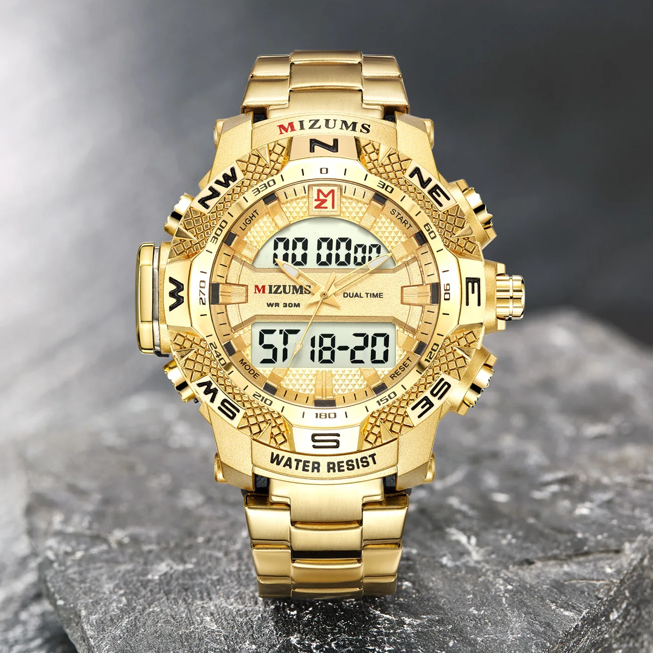 Mizums мужские часы Топ бренд класса люкс золотые мужские спортивные цифровые часы для мужчин кварцевые наручные часы Relogio Masculino Прямая поставка