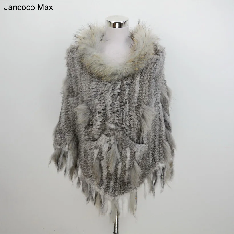 Jancoco Max оптовая/розничная продажа новинка женское Вязаное пончо из натурального