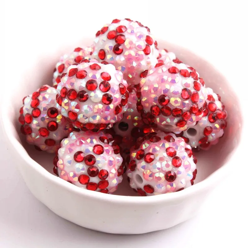 OYKZA Chunky Red Pink Ab Confetti Rainbow Color Resin Rhinestone Ball