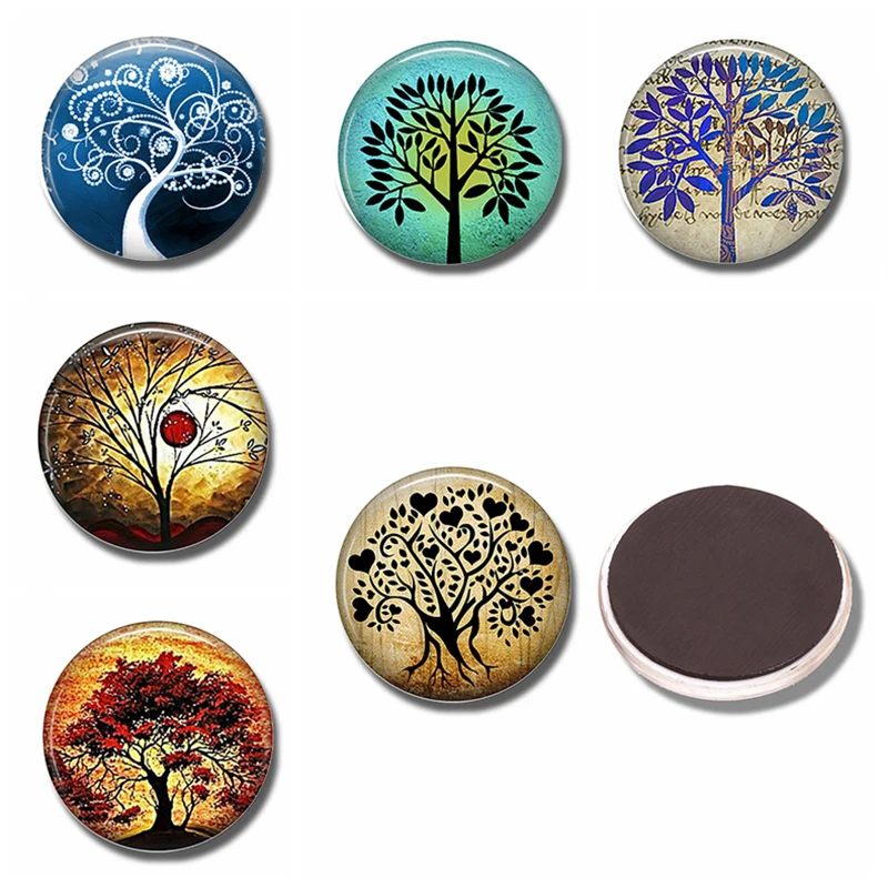 

Heart Tree of Life 30 MM Fridge Magnet Colorful Tree Lover Gift Glass Dome Note Holder Magnetic Refrigerator Stickers Home Decor