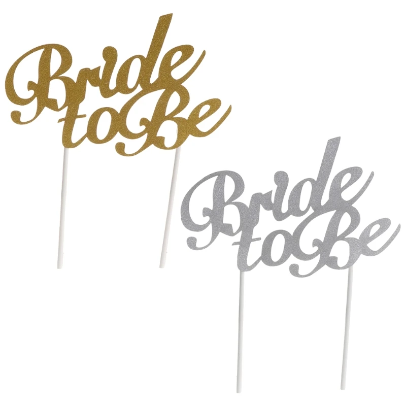

1 Pc Dazzling Bride To Be Letter Insert Card With Stick Cake Topper Decor