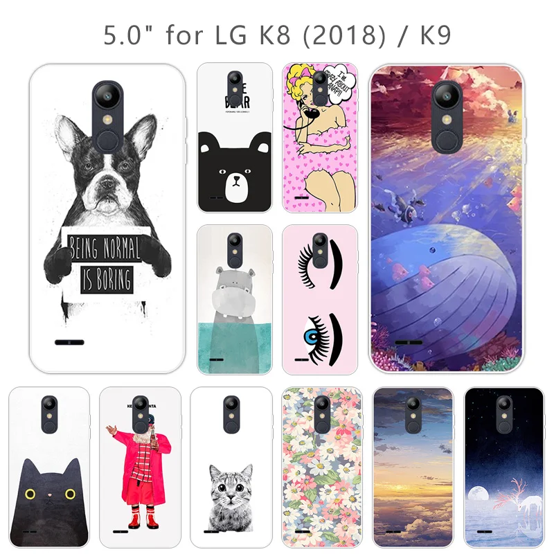 5.0&quot Soft TPU for Fundas LG K8 (2018) / K9 Carcasas Luxury Clear Silicone Mobile Phone Cartoon Cover K 8 Back Shell |