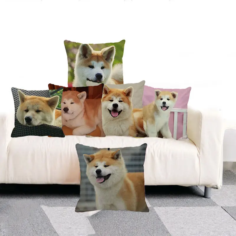 XUNYU Милая наволочка Akita Dog 45*45 см квадратная искусственная Подушка Чехол домашний