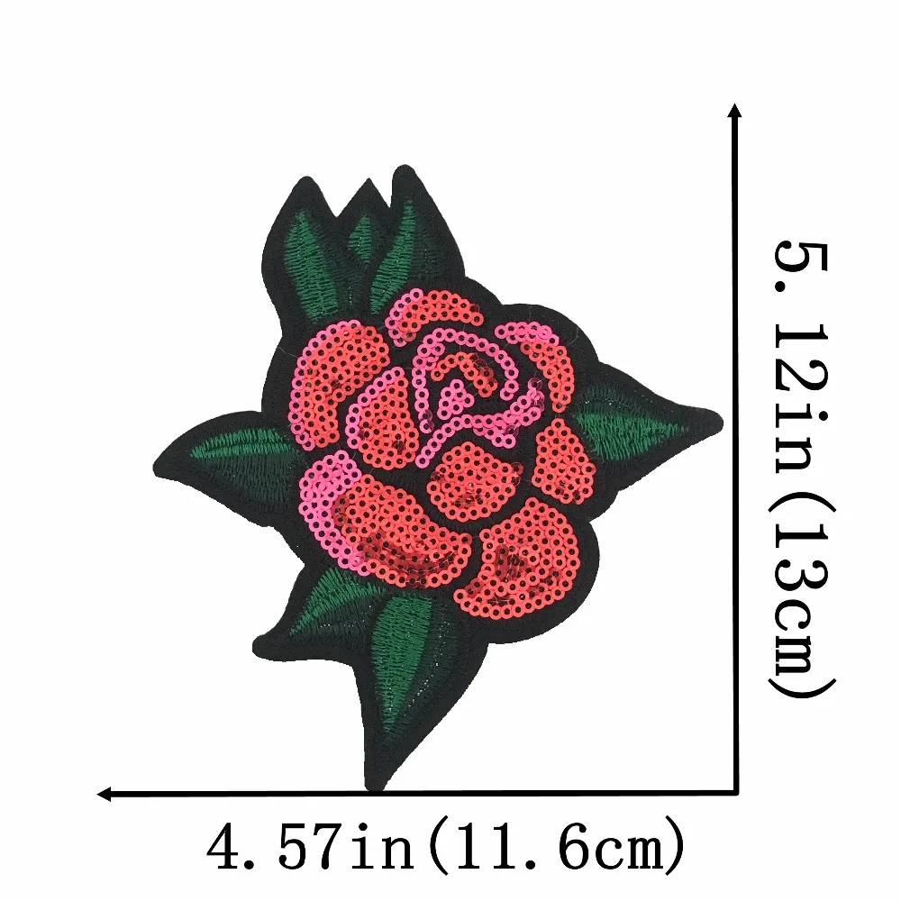 Dingdian Новая 1 пара красная роза цветочный блестками заплатка для одежды DIY Украшение блестки патч винтажная Цветочная вышивка аппликация