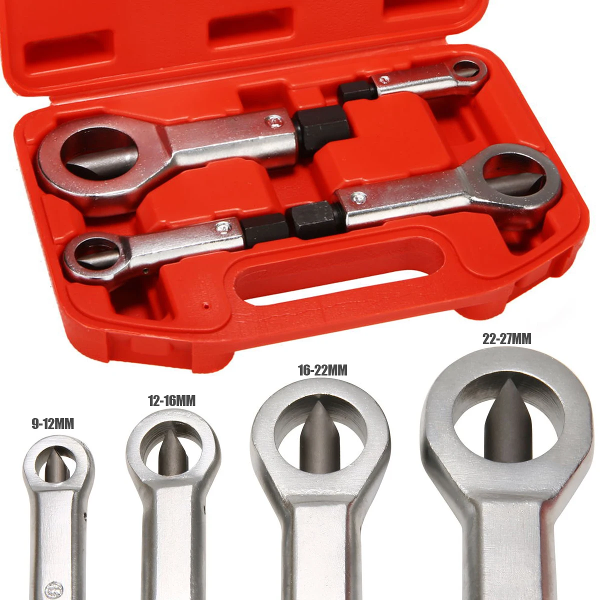 4pcs/set 9-27mm Nut Splitter Cracker Remover Rust Nut Extractor Cutter Set Repair Tools Kit