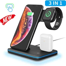 Универсальное 15 Вт Qi Беспроводное зарядное устройство для Iphone X 8 Xiaomi Быстрая зарядка 3,0 Для Apple Airpods Watch 4 3 2 1 Смарт сенсорный светильник держатель