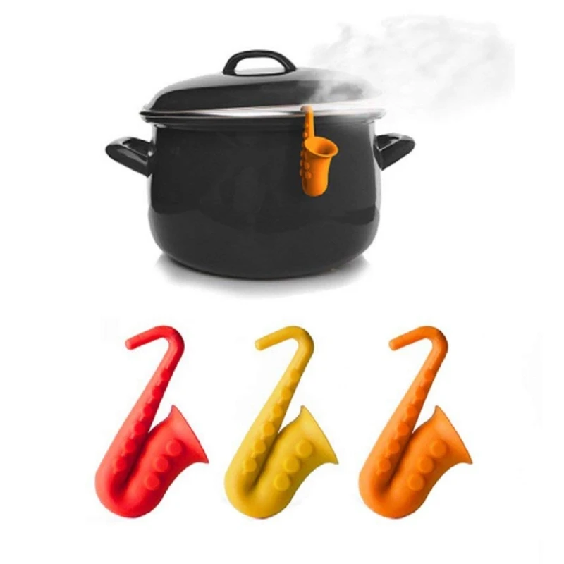 

Kitchen Tool Gadget Spoon Holder Spill-proof Lid Lifter Anti-overflow Tools For Soup Kitchen Lid Lifter Silica Gel Lid Holder