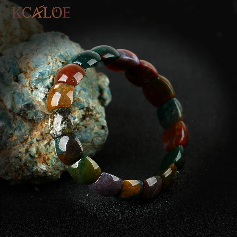 KCALOE Indian Onyx Beads Stretchy Bracelet Bangle For Women Multicolor Semi-Precious Stones Natural Stone Bracelets Bangles