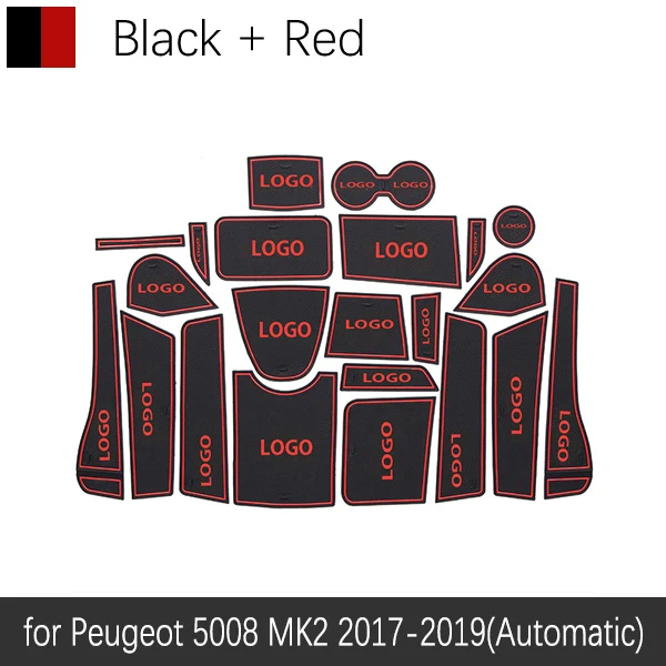 Anti-Slip Rubber Gate Slot Cup Mat for Peugeot 2008 3008 MK1 4008 5008 MK2 5008GT GT Accessories Stickers - Название цвета: Red 5008 17-20