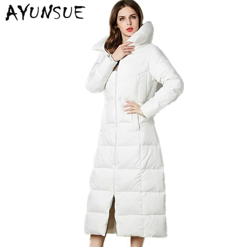 2018 Euro Star Fashion Parka Winter Coat Women Thick Long White Goose