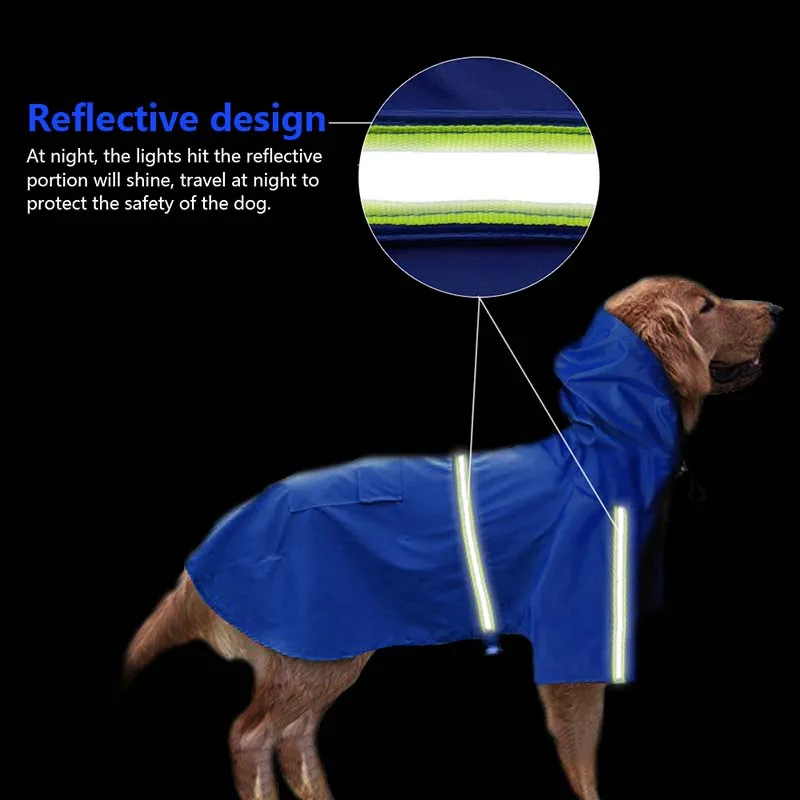 Adjustable Dog Raincoat Waterproof Pet Rain Jacket Poncho with Strip Reflective Perfect for Small Medium Large Dogs4