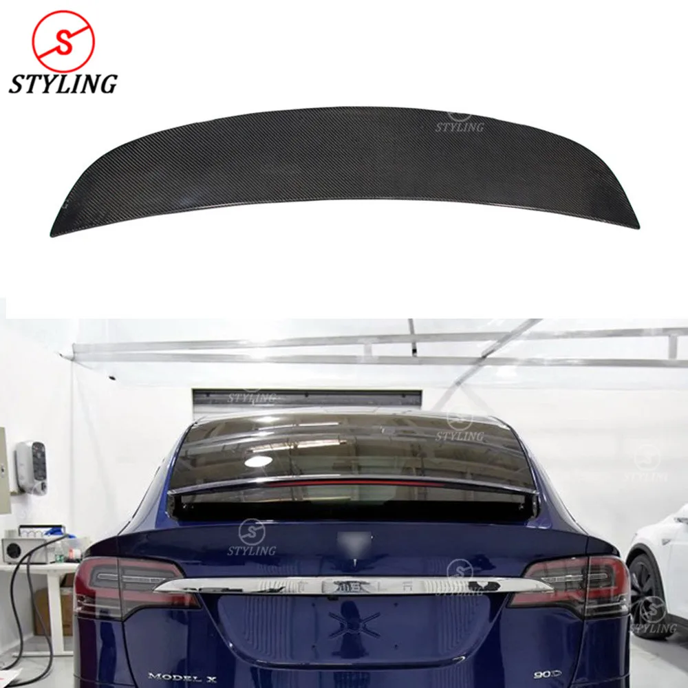 

For Tesla Model X Carbon spoiler Original style Sedan Model X Rear Trunk Wing Rear Spoiler Gloss Black Finish 4-doors car 2016+