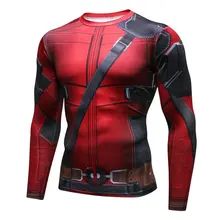 Мститель Дэдпул 3D мужской спортивный эластичный костюм для фитнеса футболка для бега Мужская футболка с длинным рукавом компрессионные рубашки футболка для спортзала