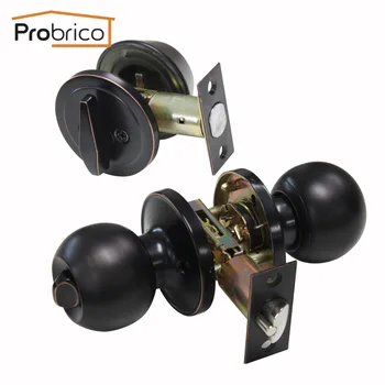 

Probrico Interior Door Handle Locks Front Back Lever with deadbolt lock Oil rubbed bronze knobs for Home Security door hardware