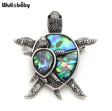 Natural Shell Turtle Brooches For Women And Men Alloy Couple Turtle Animal Brooch Pins For Suits Sweater Dress Hat Scarf Pins