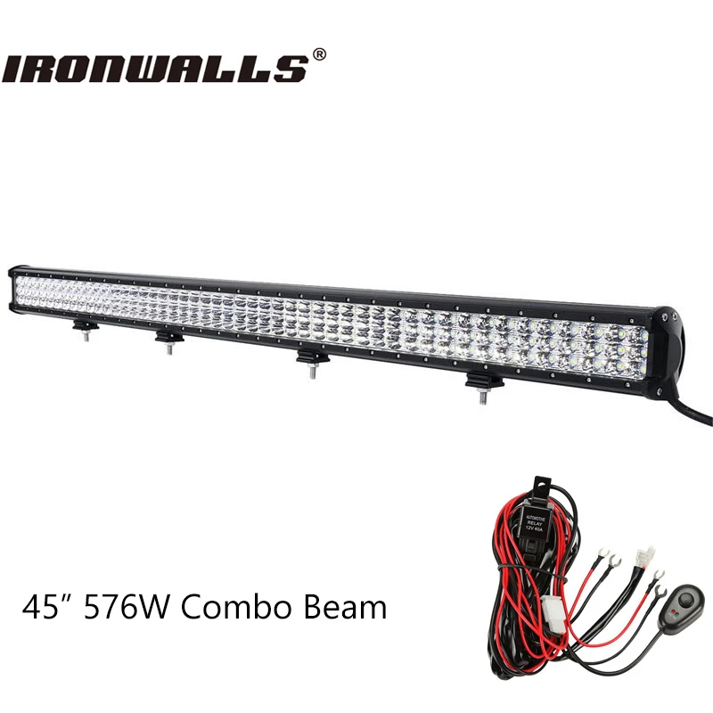 

Rambowill 45" Cree Chips Led Work Light 576W 3-Row 6D Led Light Bar Combo Beam Driving Lamp ATV SUV  4WD 4X4 Offroad DC 12V 24V