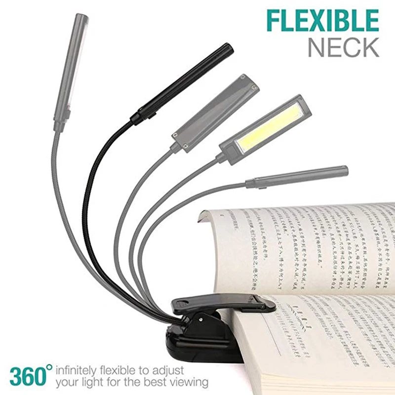  Flexible Clip On Book Light USB Rechargeable Double LED Reading Lamp Desk Table Portable Lights Mus - 32975903611
