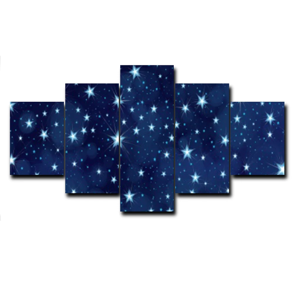 

5 Panel Star Light Bokeh Dream Cartoon Outside Posters and Prints Art Canvas Painting for Living Room Home Decoration No Frame