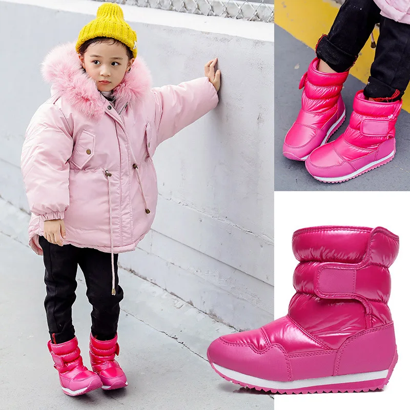 Новая зимняя детская обувь из искусственной кожи водонепроницаемые теплые зимние ботинки детские ботинки Брендовая детская обувь модные кроссовки для мальчиков и девочек S3