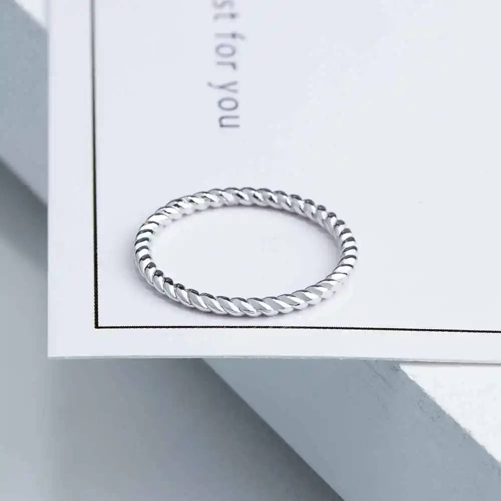 925 Sterling Sliver Rings for Women Rope Shape Wedding Rings Trendy Silver Jewelry Engagement Anniversary Gift (RI102772)