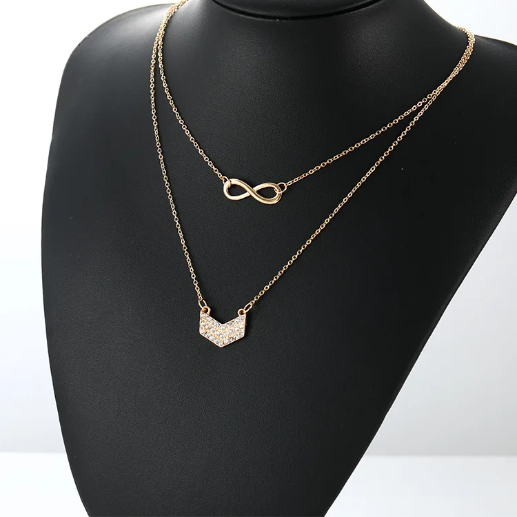 Креативные ювелирные изделия с кристаллами lucky figure of eight V Подвеска женская многослойная оптовая продажа
