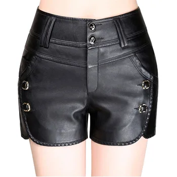 

NEW PU Leather Shorts for Womens 2018 Autumn and Winter Plus size 4XL Casual Shorts Slim Female Spring Leather Shorts OKXGNZ2050