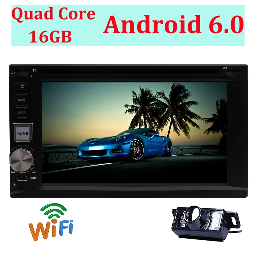 Excellent Android 6.0 Double 2 Din 6.2" Touch Screen Stereo GPS Navi CD DVD Player FM AM RDS Car Radio Mirror Link Support 3G 4G WIFI OBD 2