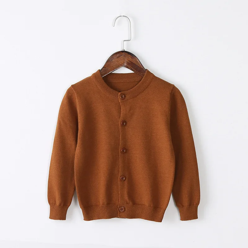 Весенний Кардиган для девочек; свитера для детей школьная Униформа вязаный свитер, для детей ясельного возраста, для маленьких девочек, одежда с длинными рукавами, на 2, 3, 4, 5, 6 лет - Цвет: Brown