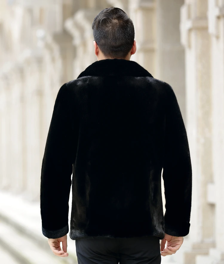 Европейский бренд Дизайн Бизнес Стиль черный Мэнли натуральной норки Куртки smart амбициозных мужчин из натуральной норки Меховые пальто
