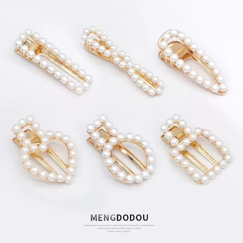 

Korea Handmade Solid Simulated pearl Barrettes Hairpins Hair clips for Women Head wear Accessories-SWAWHRP040C5