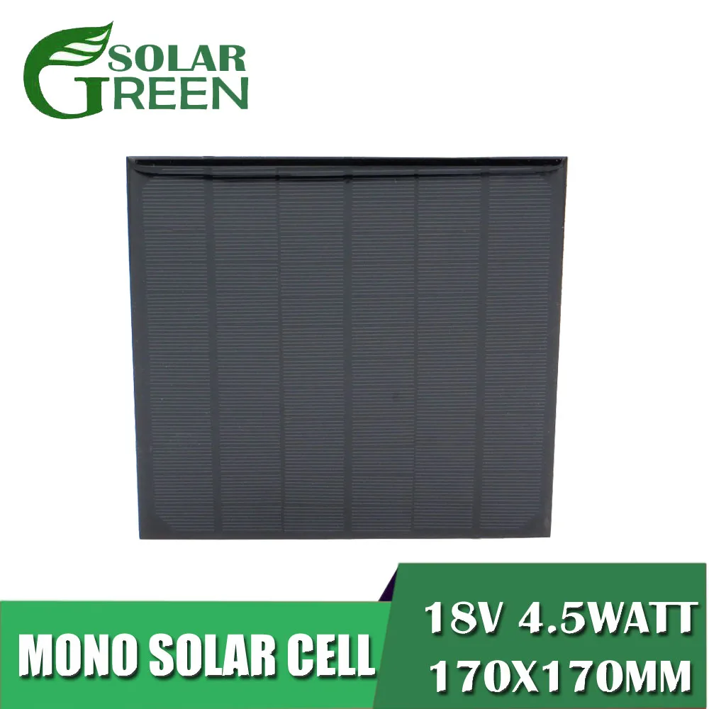 

18V Solar Panel Standard Epoxy Monocrystalline Silicon charge 12V Battery Charge 250mA 4.5Watt 4.5W Module Mini Solar Cell
