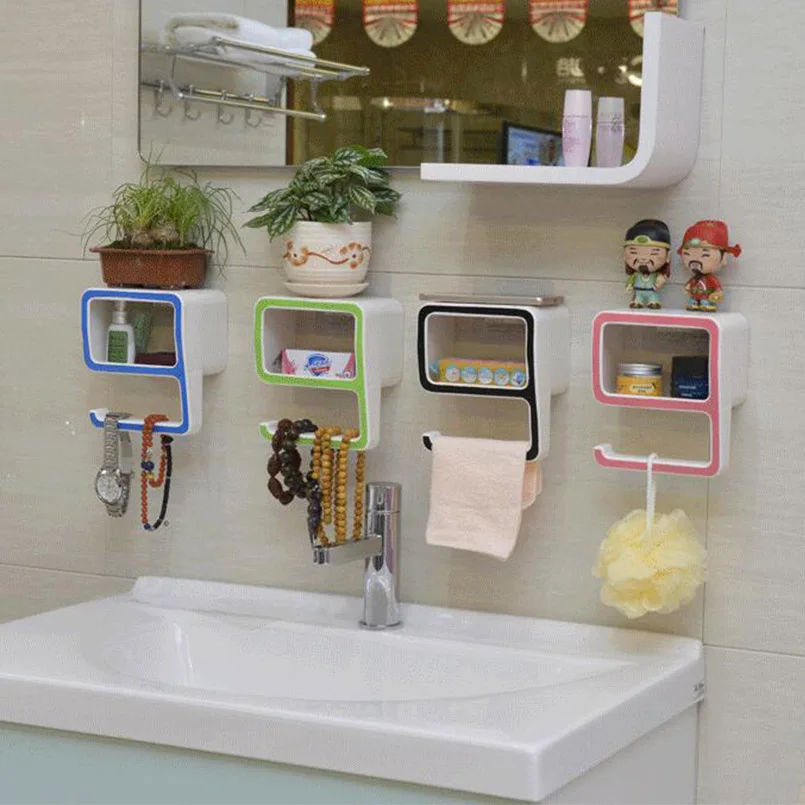 المنزل تخزين الحمام منشفة حامل عدد 9 على شكل البلاستيك الصابون مستحضرات التجميل تخزين الرف رف جدار حمام المنظم