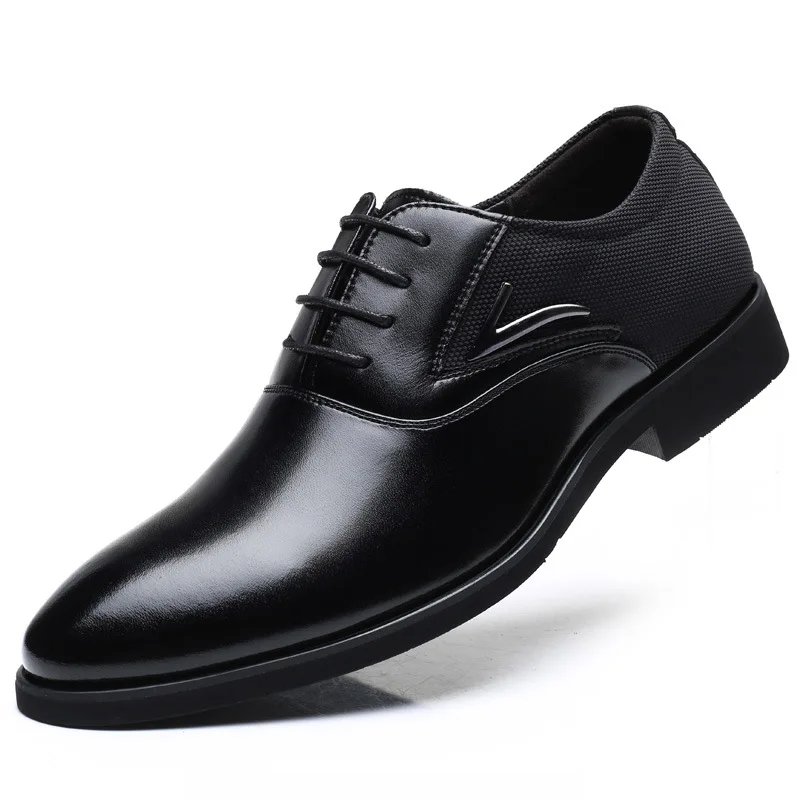 

Mens Dress Shoes Fashion Pointed Toe Lace Up Men's Business Casual Shoes Brown Black Leather Oxfords Shoes Big Size 38-48