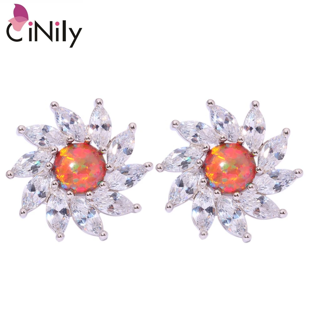 Cinily создан оранжевый огненный опал белый циркон Посеребренные оптовая продажа