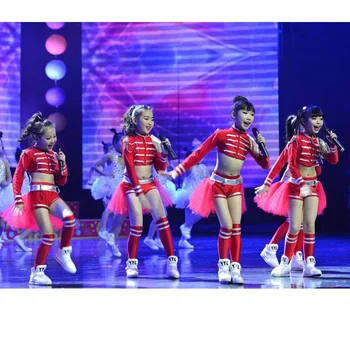 

Children Stage Dancewear Kid Hip-Hop Hip Hop Jazz Dance Costume Suit Paillette Modern Dress Girl Cheerleading Clothes