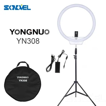 

YongNuo YN308 3200K~5500K LED Video Ring Light Wireless Remote Photographic Lighting CRI>95 w/ 2m Light Stand and Power Adapter