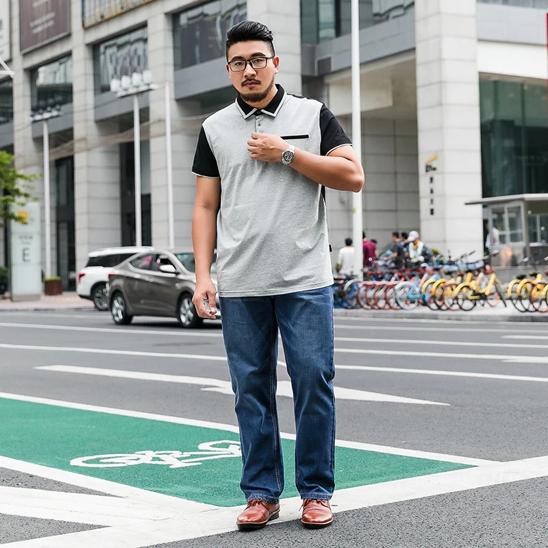  Man Straight Regular Denim Pant Blue Washed Men Casual Big Trousers Business Style Clothing Fashion Male Jeans 