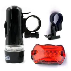 Liplasting 1x водостойкая лампа велосипед велосипедный спорт спереди 5 светодиодный головной свет + задний отражатель