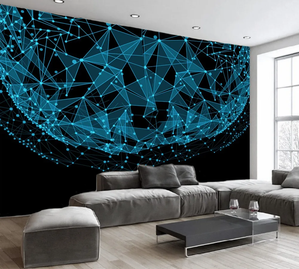 

Free Shipping Custom 3d Mural Wallpaper Modern Minimal Dimensional Abstract Blue Geometric Scifi Starry Background Wall Painting