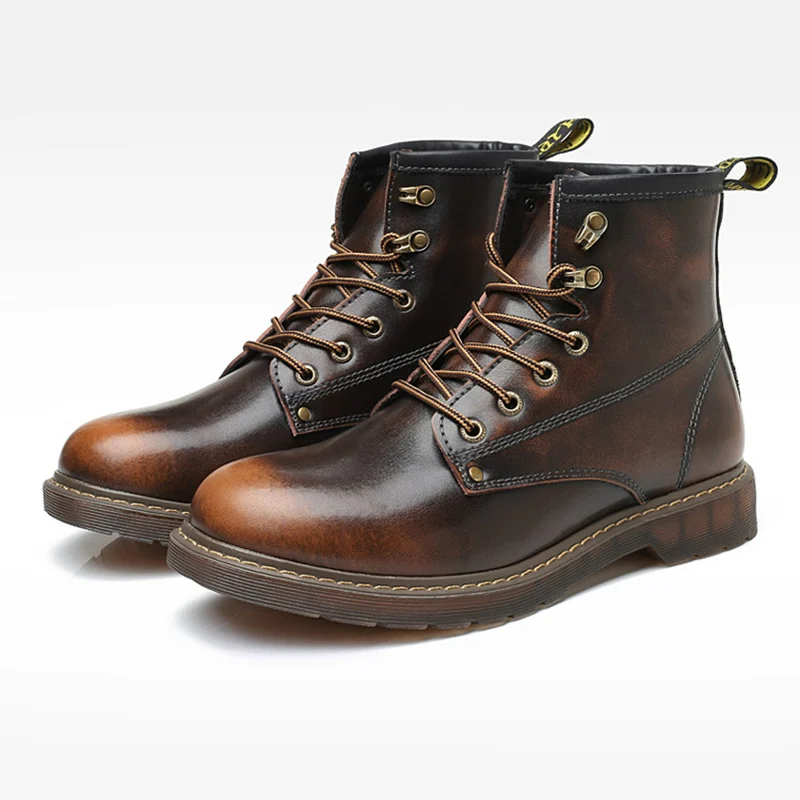 Мужские ботинки martin; мужская кожаная обувь в американском стиле; ботинки-дезерты; уличная Военная обувь; походная обувь - Цвет: brown