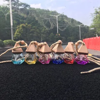 

Car Hanging Perfume Bottle Auto Air Freshener Empty Glass Fragrance Diffuser Smell Odor Diamond-shaped