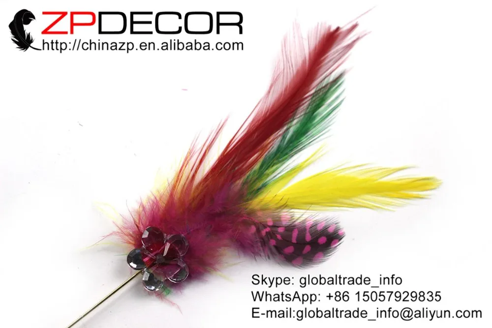 25_mixed color chicken feather brooch (5)