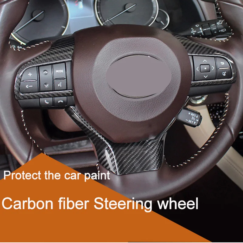 

QHCP Real Carbon Fiber Steering Wheel Sticker Multimedia Button Stickers For LEXUS RX300 ES200 250 300H 450H 200T GS Car Styling