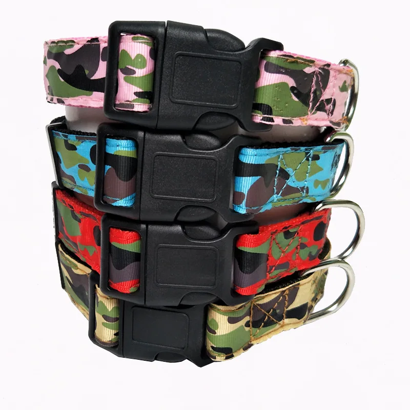 Adjustable Large Dog Collar nylon pet Collars Camouflage big dog Neck