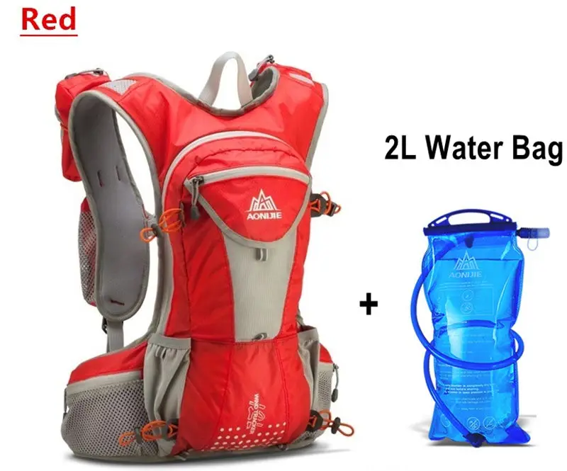 AONIJIE 12L гидратации рюкзак сумка Открытый Спорт бег рюкзак марафон Велоспорт Trail бег гидрационный ранец пакет - Цвет: Red With Water Bag